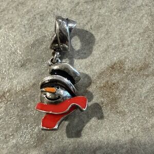 KAY JEWELERS CHARMED‎ MEMORIES JOLLY SNOWMAN W HAT DANGLE CHARM STERLING SILVER